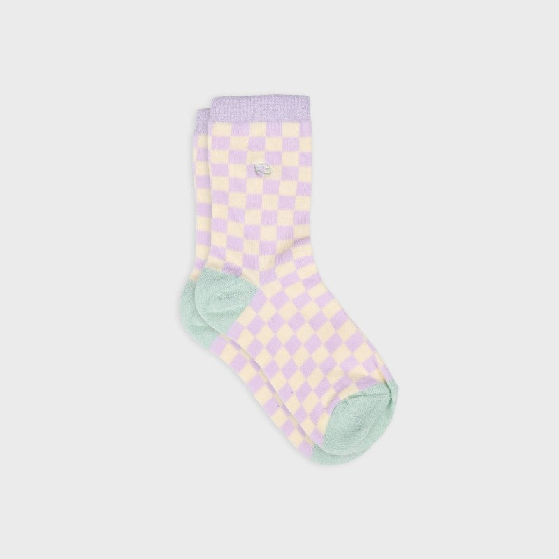 Chaussettes à carreaux - Violette et jaune