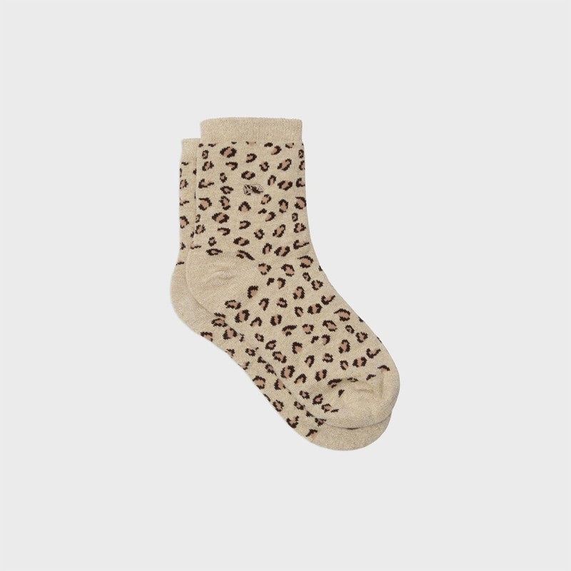 Leopard print glitter socks - Beige