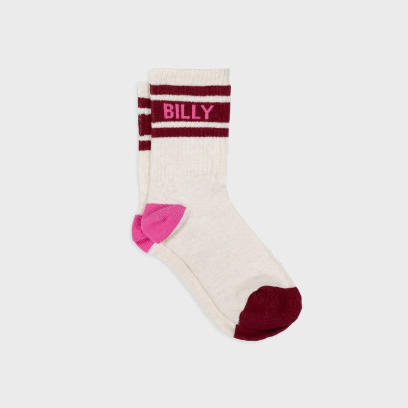 Chaussettes tennis - Ecru rayé bordeaux