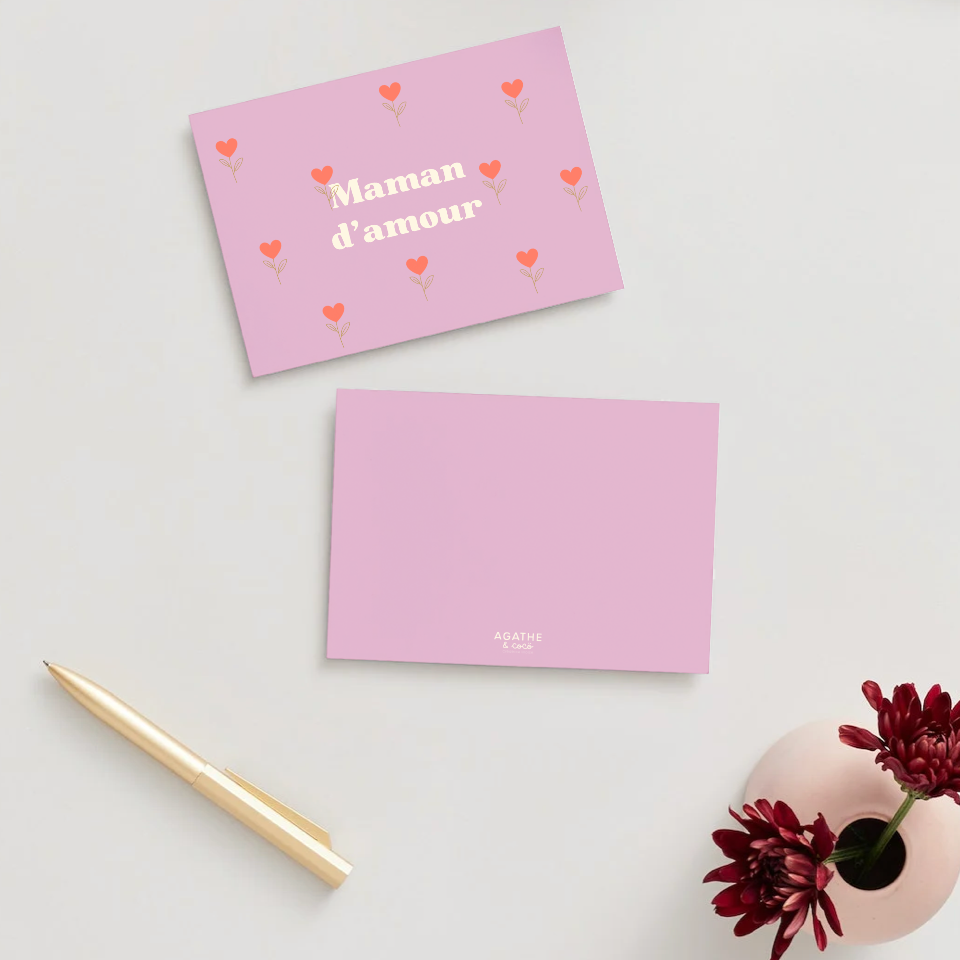 Postcard - Tulip hearts "My dear mother"