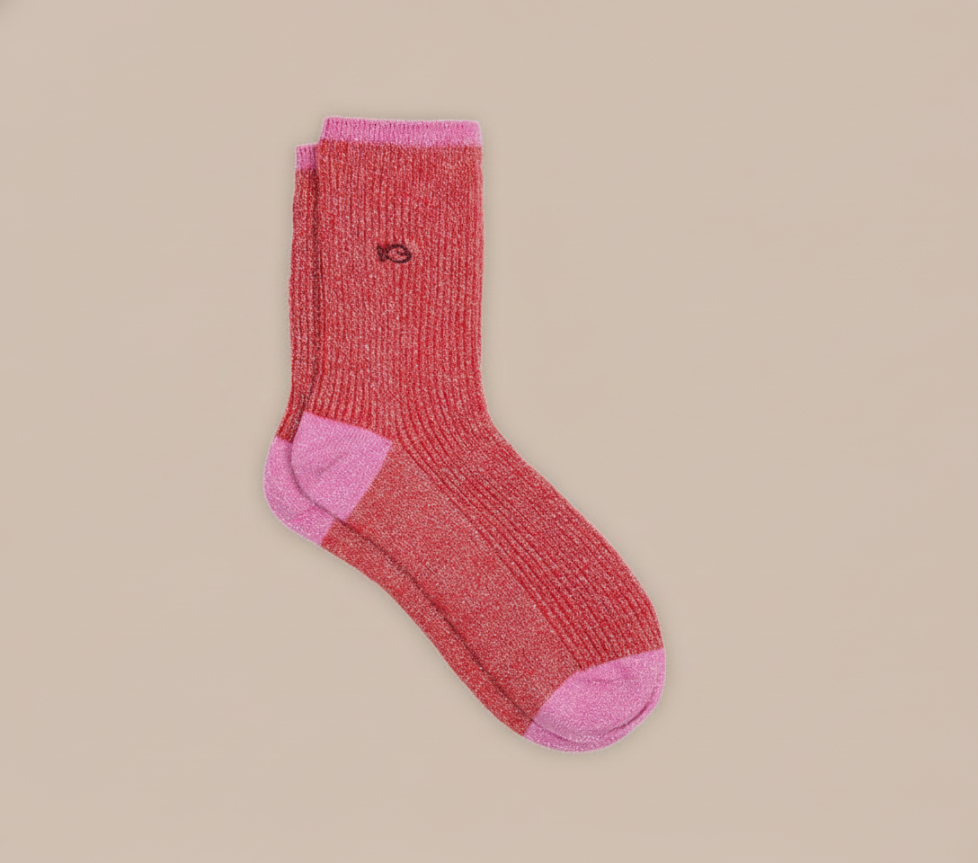 Chaussettes vintage pailletées - Rouge