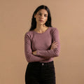 Sous pull col rond ajouré Mauve