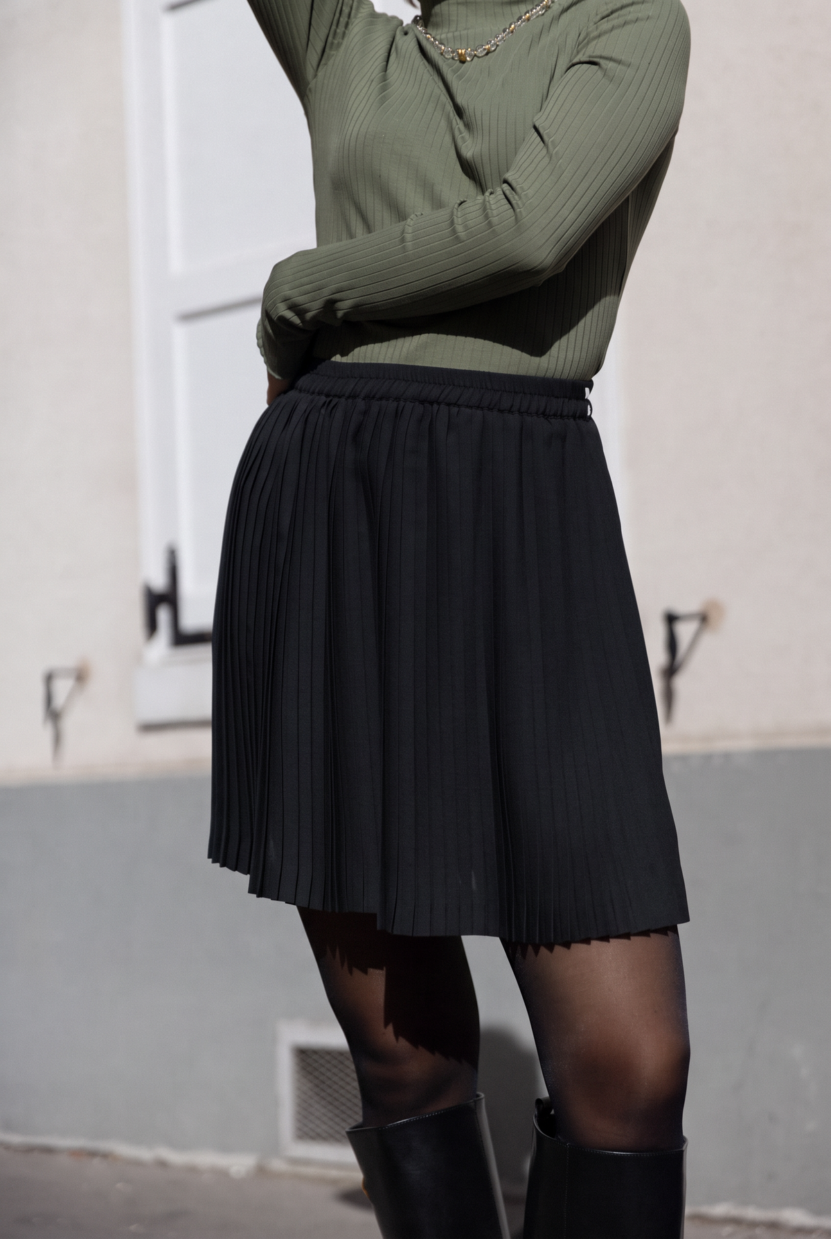 Oreo short pleated skirt