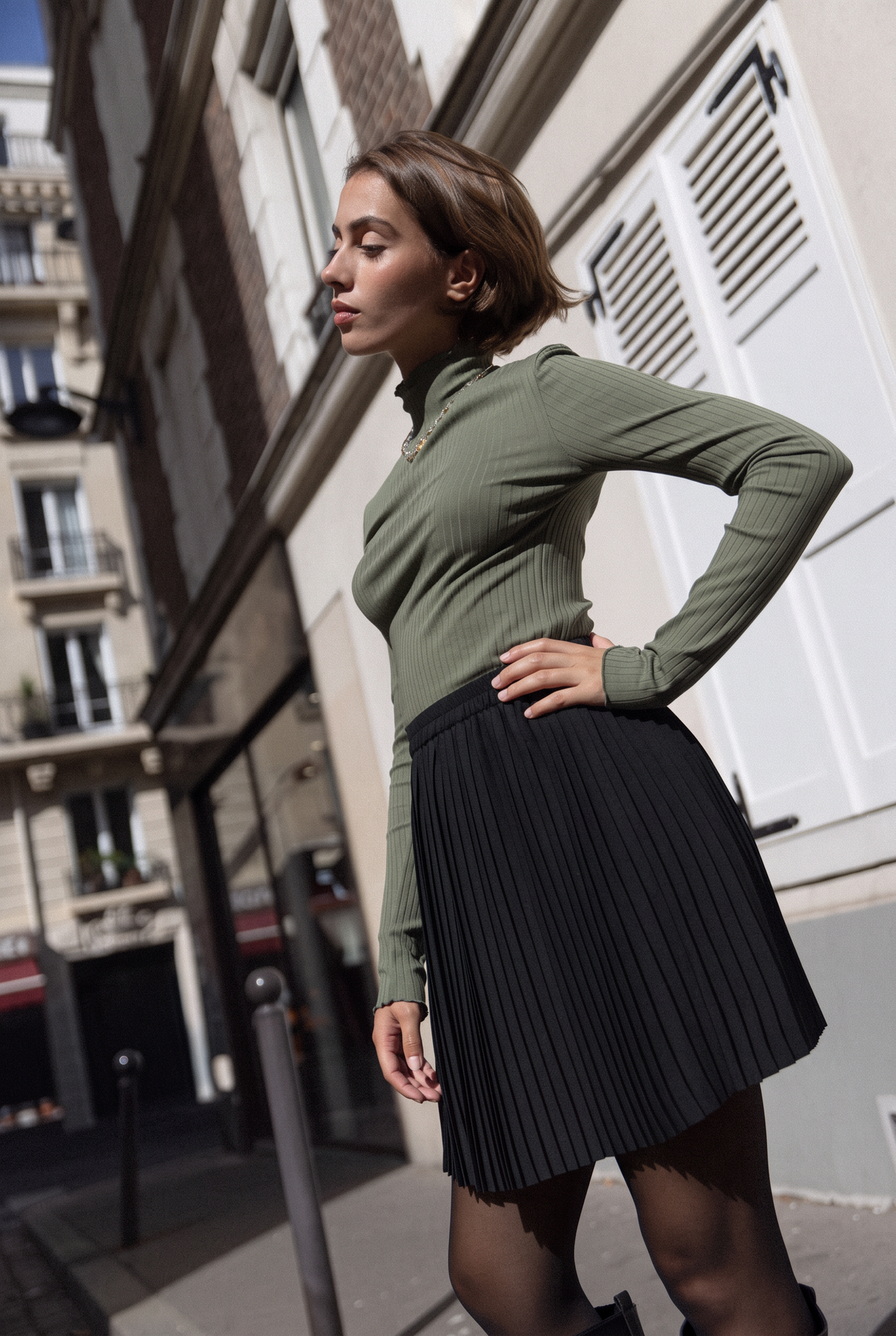 Oreo short pleated skirt