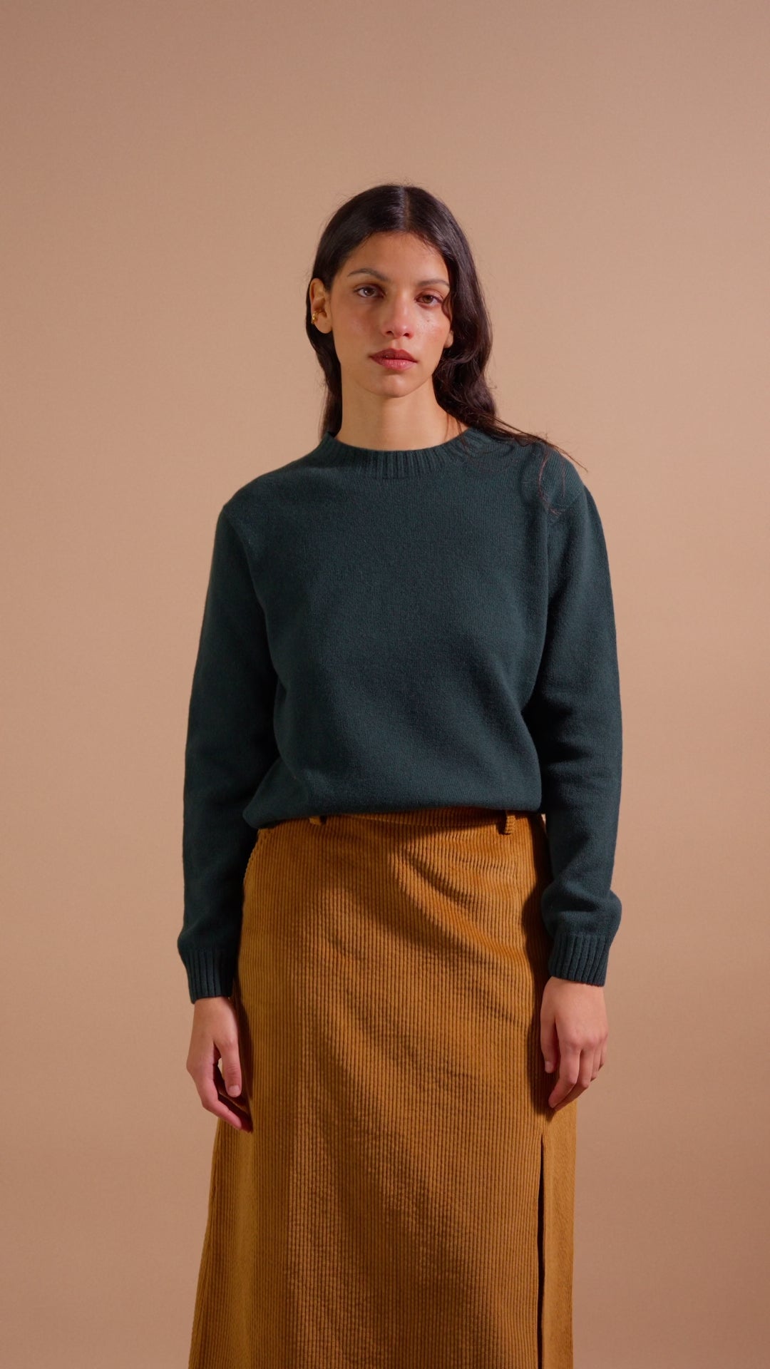 Jupe droite midi slick Havane