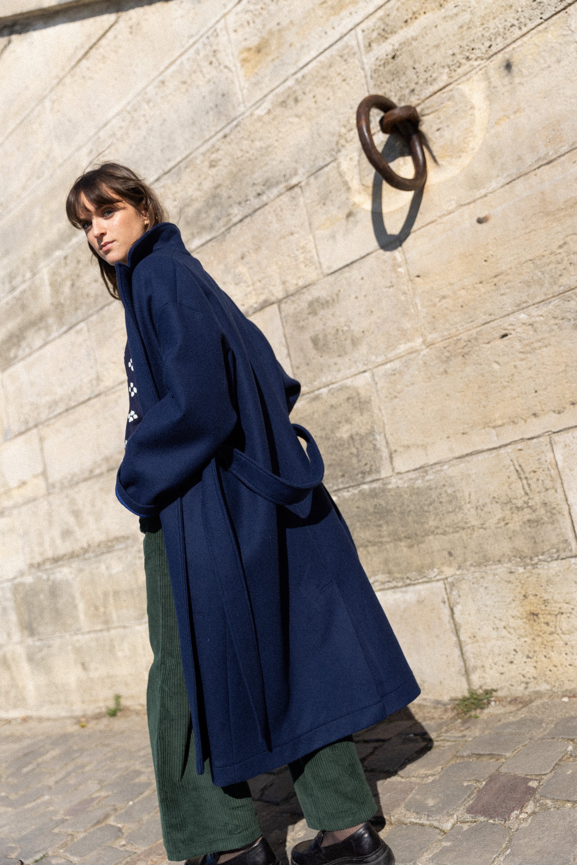 Manteau oversize bleu marine