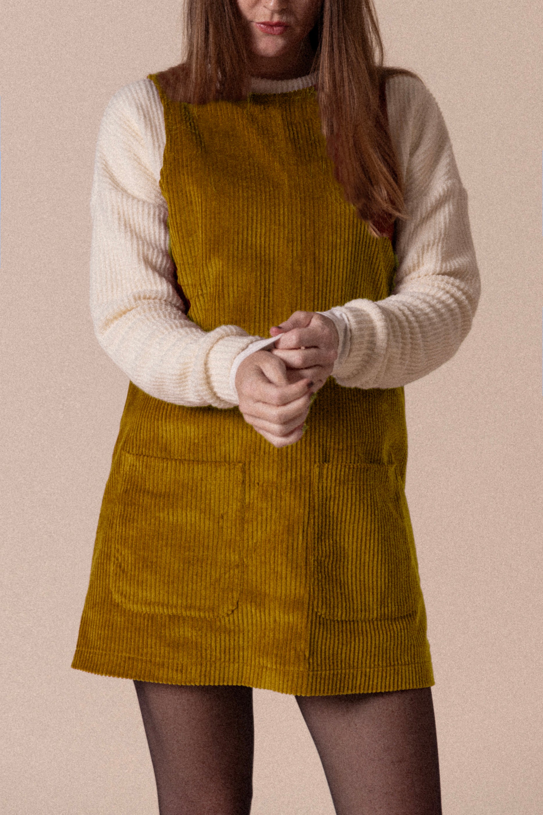 Robe courte sans manches velours olive