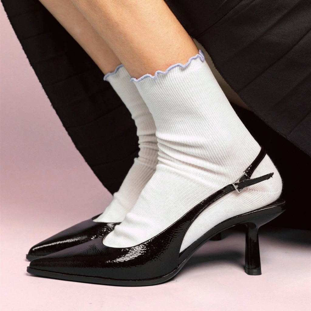 Chaussettes en coton biologique à volants | Lilas
